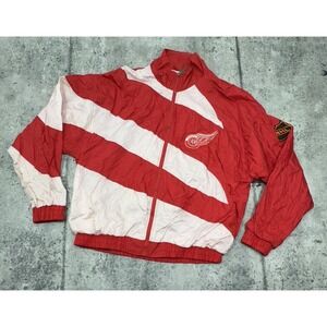 Vtg 90's‎ Pro Player Detroit Red Wings Windbreaker Jacket Men M Red White Zip